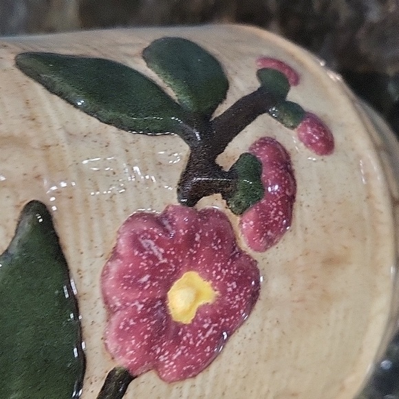 VINTAGE Ceramic Water Pitcher, Cream, and Floral - Picture 3 of 7